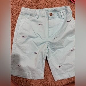 Kids Vineyard Vines Aqua Blue Whale Embroidered Shorts